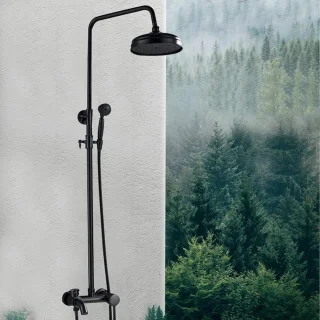 Regenboog Doucheset Wandmontage 20 cm Zwart