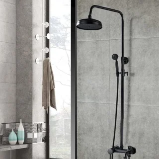 Regenboog Doucheset Wandmontage 20 cm Zwart