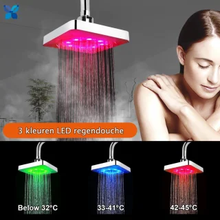 Regendouche 15x15 cm Chroom LED
