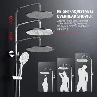 Regendouche 25 cm chroom - Complete doucheset