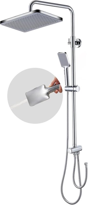 Regendouche 30x20 cm met douchestang 90-120 cm zonder kraan