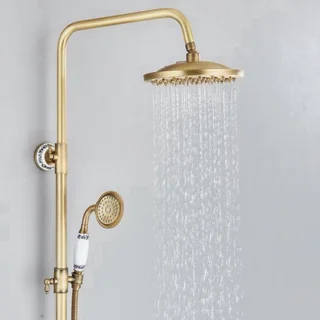 Regendouche antiek koper met handdouche