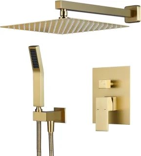 Regendouche comboset 12 inch geborsteld goud