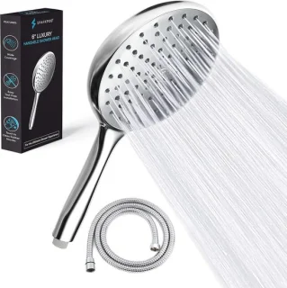 Regendouche deluxe chroom - 15,2 cm hogedruk-handdouchekop met 1,8 m slang