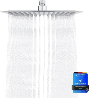 Regendouche deluxe - chroom - 20 cm - vierkante regendouchekop