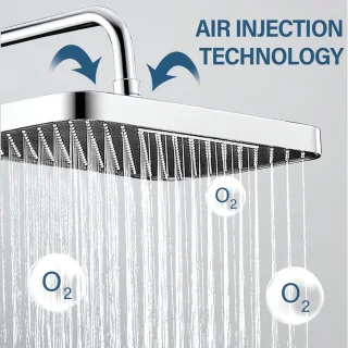 Regendouche deluxe - chroom - 33 cm - ABS anti-kalk - wandmontage