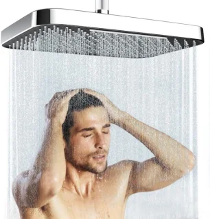 Regendouche deluxe - chroom - 33 cm - ABS anti-kalk - wandmontage