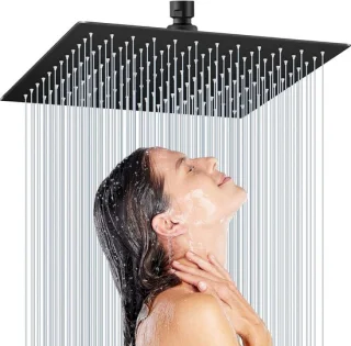 Regendouche deluxe - zwart - 30 x 30 cm - roestvrij staal