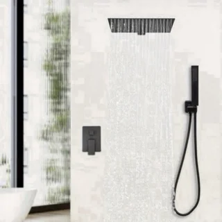Regendouche – douchekop – douchesysteem – handdouche – inbouwdouche – 40x40 cm – zwart