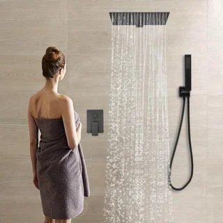 Regendouche – douchekop – douchesysteem – handdouche – inbouwdouche – 40x40 cm – zwart