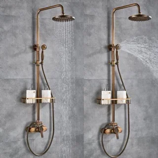 Regendouche doucheset antiek messing