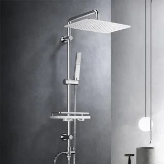 Regendouche Doucheset Met Plank Chroom 35x25 cm