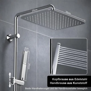 Regendouche Doucheset Met Plank Chroom 35x25 cm