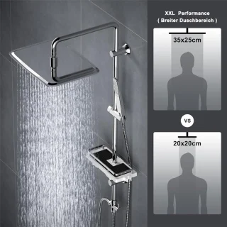 Regendouche Doucheset Met Plank Chroom 35x25 cm