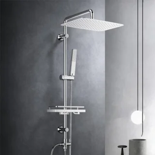 Regendouche Doucheset Met Plank Chroom 35x25 cm