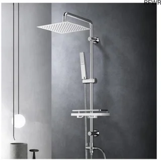 Regendouche doucheset met stang en 25x25cm kop, chroom