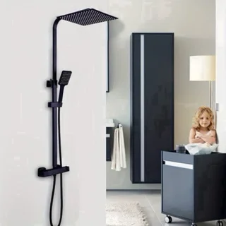Regendouche doucheset met thermostaatkraan en handdouche, RVS 30 x 30 cm