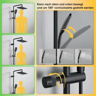 Regendouche Doucheset Wandmontage Zwart