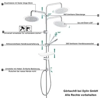 Regendouche Douchestangset