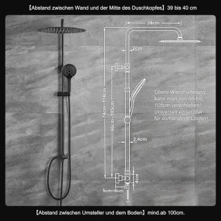 Regendouche Douchesysteem 20 cm Zwart