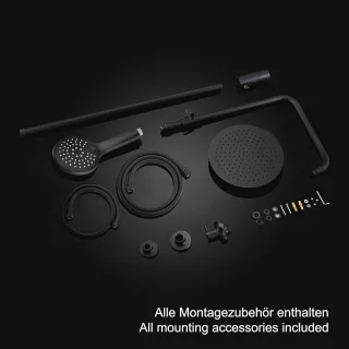 Regendouche Douchesysteem 20 cm Zwart