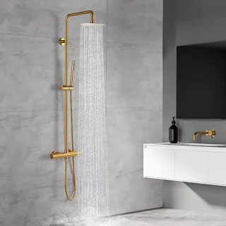 Regendouche handdouche set geborsteld goud rond