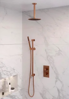 Regendouche Inbouw Omstelling Koperen Afwerking Incl. Douchekop & Handdouche