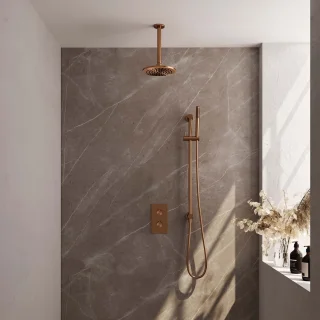 Regendouche Inbouw Omstelling Koperen Afwerking Incl. Douchekop & Handdouche