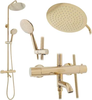 Regendouche inbouwset 25 cm goud