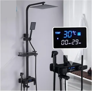 Regendouche kolom set messing