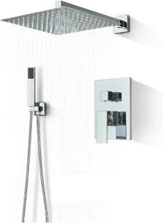 Regendouche kraan set - wandmontage - 8 inch - chroom