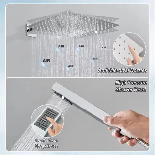 Regendouche kraan set - wandmontage - 8 inch - chroom