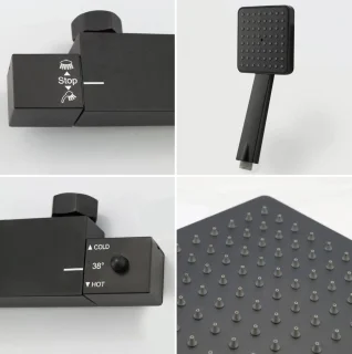 Regendouche Mengkraan Set Mat Zwart
