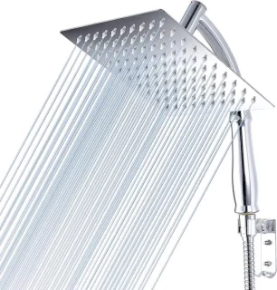 Regendouche met handdouche set - 8 inch vierkant chroom