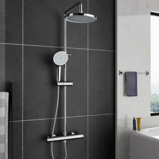 Regendouche met kraan - douchesysteem - thermostaat - 85-115 cm - chroom