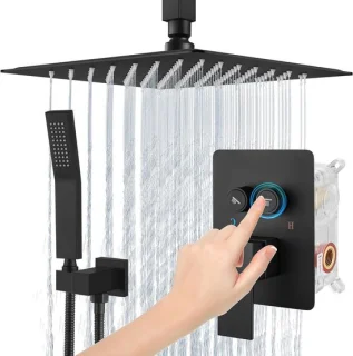 Regendouche Plafondmontage 30 cm Mat Zwart