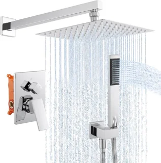 Regendouche set 10 inch vierkant chroom