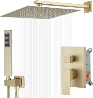 Regendouche set 12 inch geborsteld goud