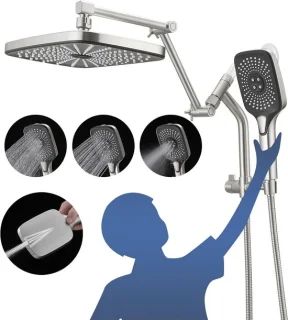 Regendouche set 12 inch geborsteld nikkel