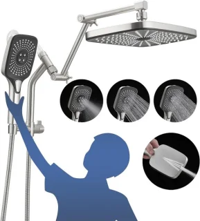 Regendouche set 12 inch geborsteld nikkel