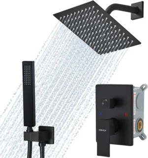 Regendouche set 20,5 cm mat zwart