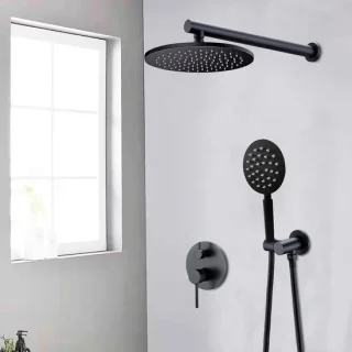 Regendouche set 25 cm mat zwart