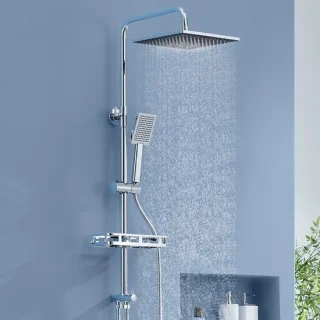 Regendouche set 25 cm vierkant chroom