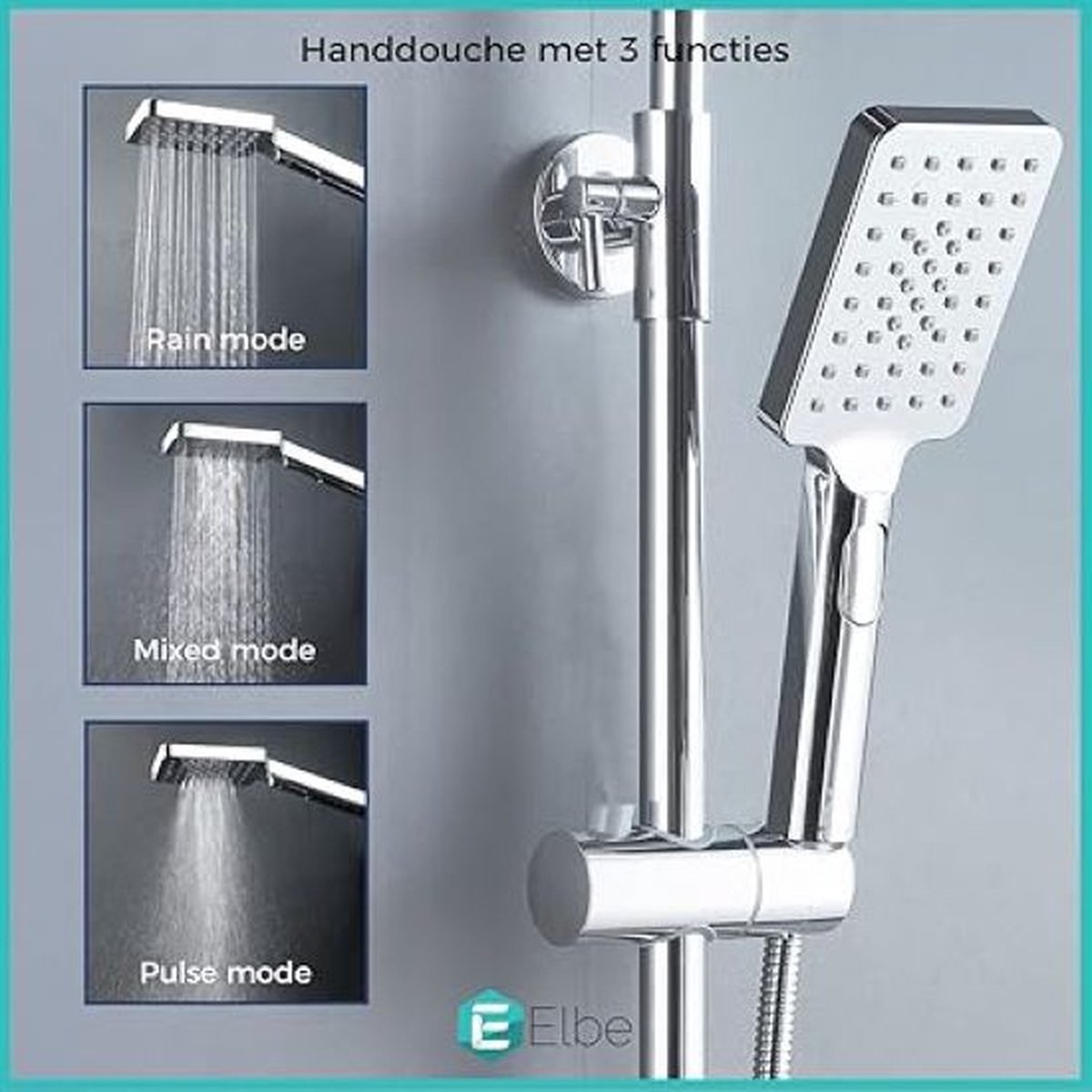 Regendouche Set 25x25 cm Vierkant Chrome Zonder Kraan