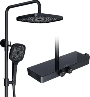 Regendouche set 26x26cm zwart
