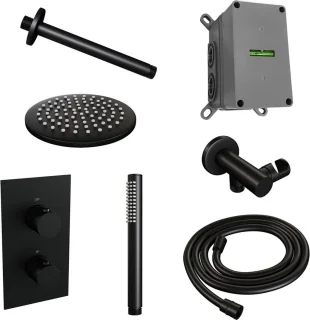 Regendouche SET 29 thermostatisch inbouw mat zwart