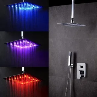 Regendouche set 30x30cm zilver
