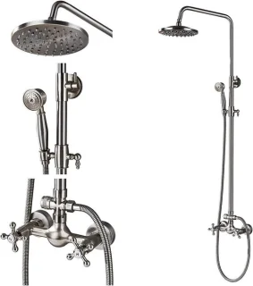 Regendouche set 8 inch geborsteld nikkel