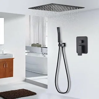 Regendouche set douchekraan plafond zwart