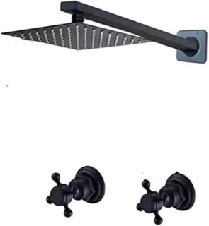 Regendouche set - douchepaneel - 8 inch - mat zwart